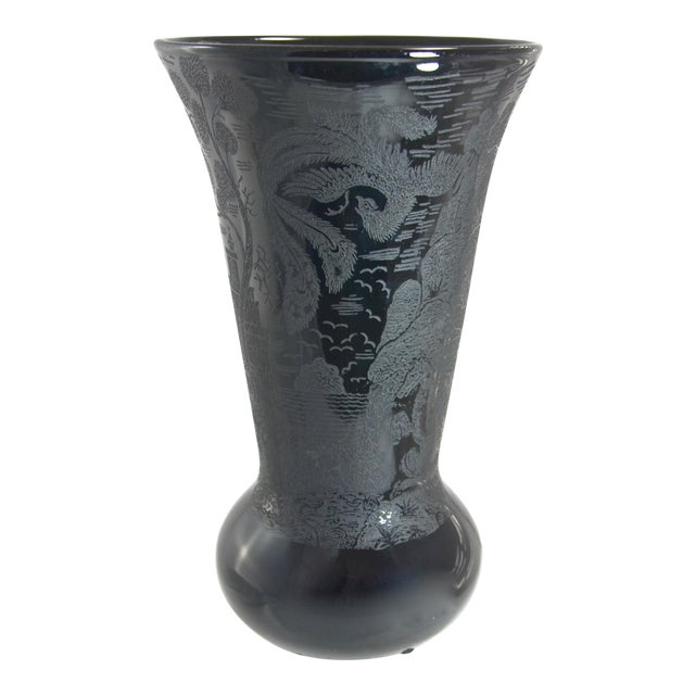 Etched Peacock Paden City Vase, 1920s Chairish