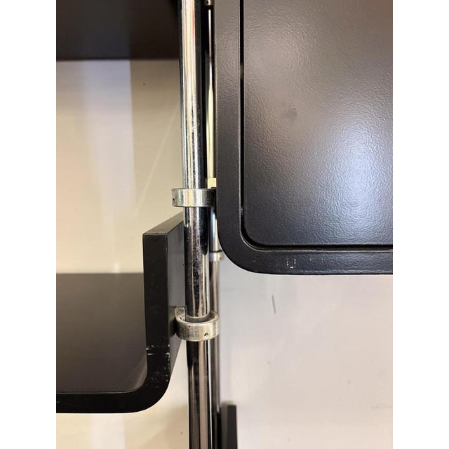 Michel Ducaroy Modular Wall Unit in Lacquered Wood and Steel by Michel Ducaroy, France, 1970s For Sale - Image 4 of 10