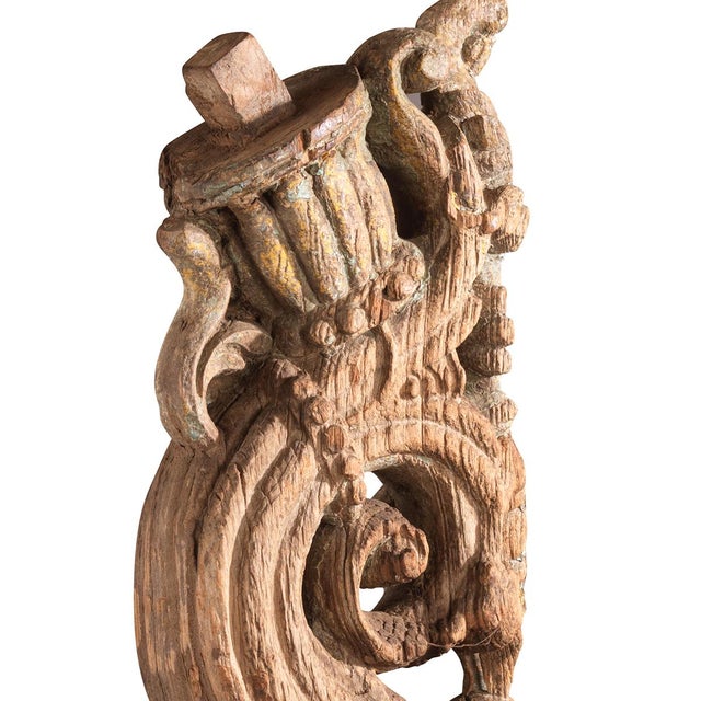 Vintage Carved Wooden Bracket on Stand, 1950s For Sale - Image 4 of 6