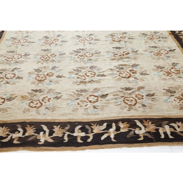 Black Authentic Botanic Russian Bessarabian Handmade Wool Rug For Sale - Image 8 of 8