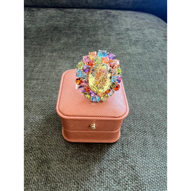 Bochic "Orient" Vintage Amethyst, Lemon Quartz & Citrine Ring Set In 18K Gold & Silver For Sale - Image 4 of 18