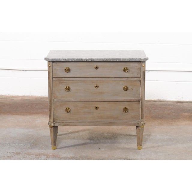 Mid 20th Century Swedish Gustavian Style Chest W/ Gray Marble Top For Sale - Image 13 of 13