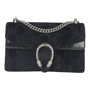 Black GG Embossed Velvet Small Dionysus Chain Bag