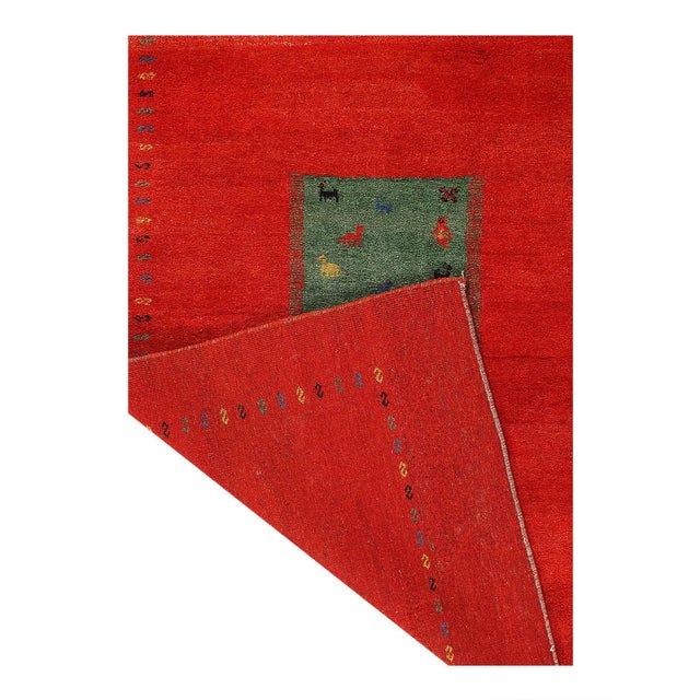 Traditional Pasargad DC Red Fine Hand Knotted Gabbeh Rug For Sale - Image 3 of 3