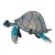 Vintage Turquoise Metal Turtle Table Lamp | Sculptural Wire Mesh Accent Light For Sale