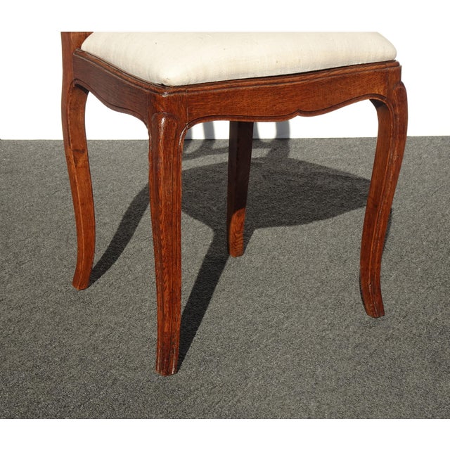 Six Vintage French Country Oak White Dining Room Chairs For Sale - Image 10 of 12