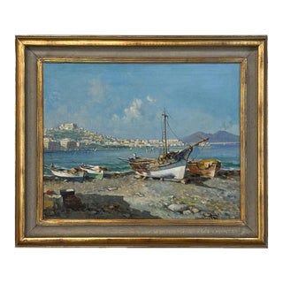 Antique Framed Oil Painting on Canvas by Massimo Salvati For Sale
