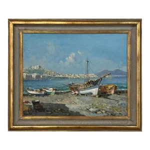 Antique Framed Oil Painting on Canvas by Massimo Salvati