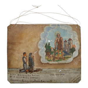1970s Original Mexican Retablo "Exvotos" Oil on Tin