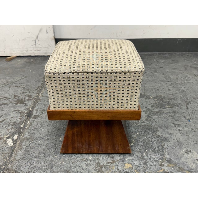 Design Plus Gallery presents an Art Deco Stool + Sculptural Wood Base. This distinctive piece pairs a cushioned square...