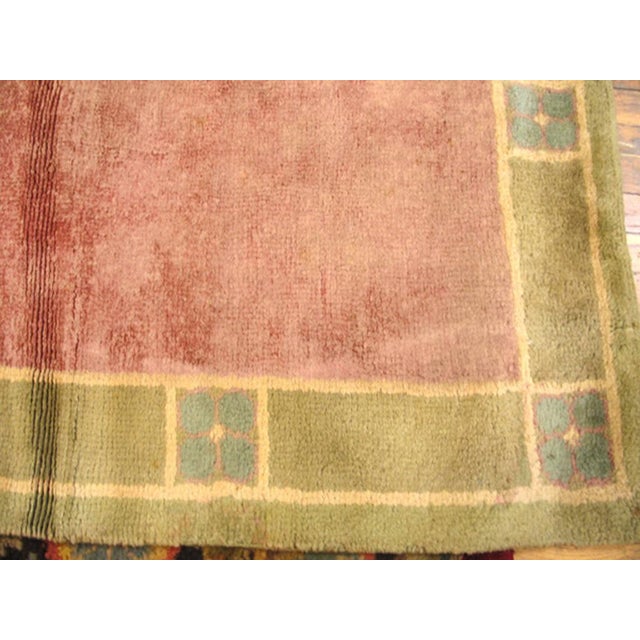 Art Nouveau Awe-Inspiring Pink-Rose Background With a Damask Pattern Antique Austrian Art Nouveau Vienna Werkstatte Rug For Sale - Image 3 of 4
