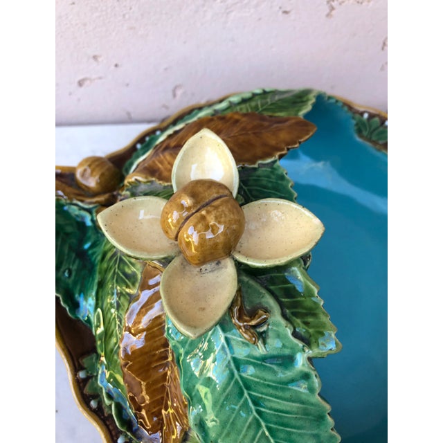 Ceramic Late 19th Century English Victorian Majolica Chestnut Server Minton For Sale - Image 7 of 10