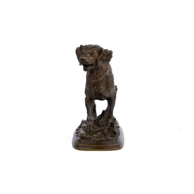 "CHIEN DE CHASSE (HUNTING DOG)" BY PAUL-EDOUARD DELABRIERRE (FRENCH, 1829-1912) Patinated bronze with plaster filled base;...