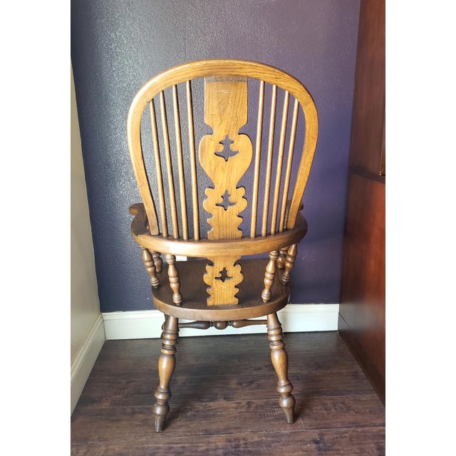 Conant Ball Colonial Revival Windsor Dark Oak Arm Chair For Sale In Los Angeles - Image 6 of 11