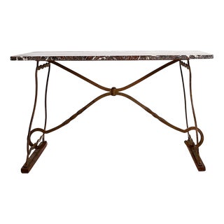 Wrought Iron and Marble Coffee Table, 1930s For Sale
