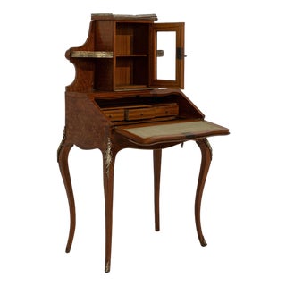 19th Century France Louis XV Brown Wood Writing Desk For Sale