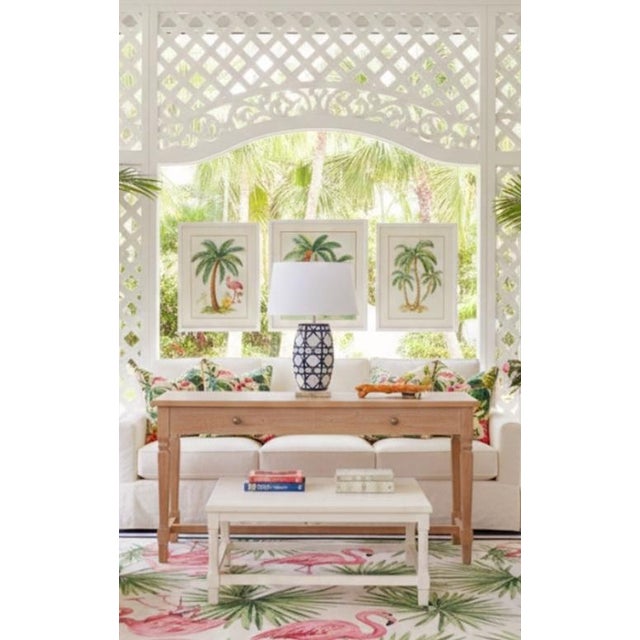 1990s Navy Blue White Crosshatch Palm Beach Regency Lucite Base Table Lamp For Sale In West Palm - Image 6 of 6