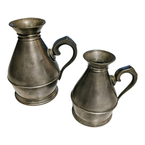 Two Antique English Pewter Haystack Measures