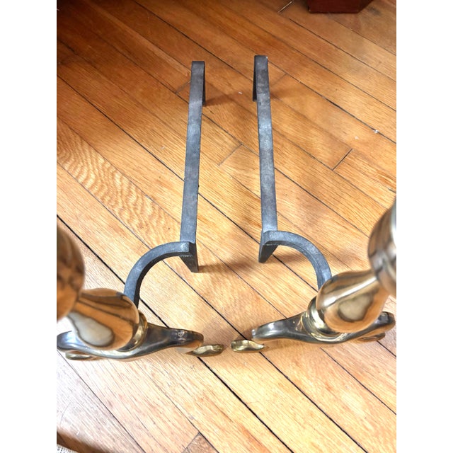 Mid 20th Century Federal Style Brass Fireplace Andirons - A Pair For Sale - Image 9 of 11
