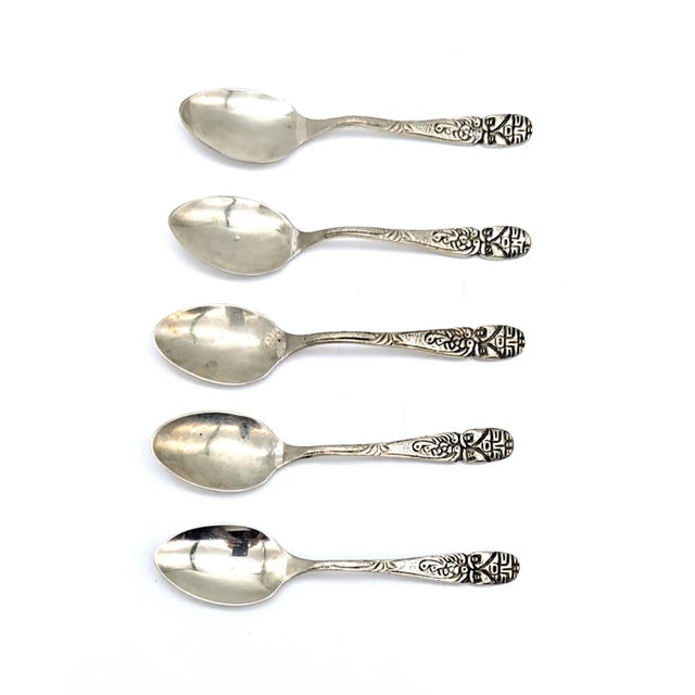 Mexican Silver Demitasse Spoons, Set of 5 For Sale - Image 9 of 10