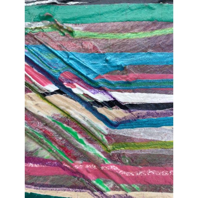 Pink Postmodern Modern Textural Abstract Original Signed Painting For Sale - Image 8 of 13