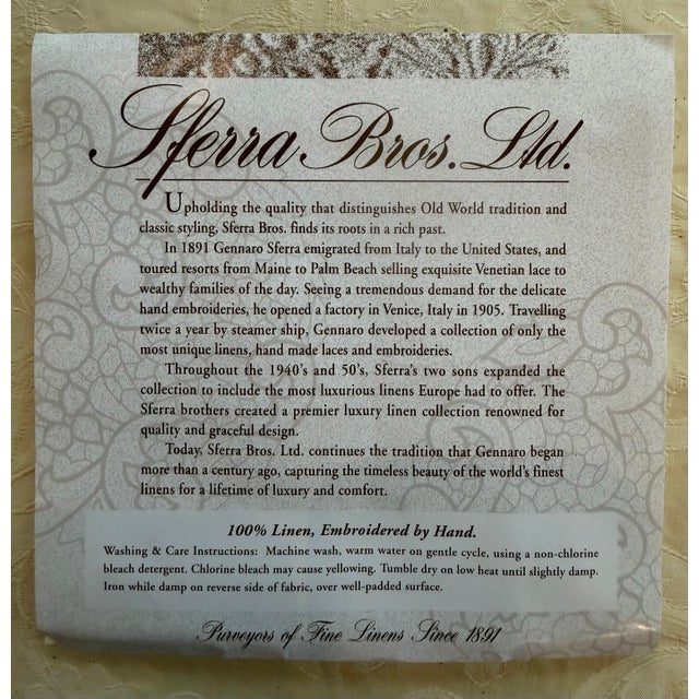 1990s Sferra Linen Embroidered Floral Cocktail Napkins - Set of 8 For Sale In Charleston - Image 6 of 6