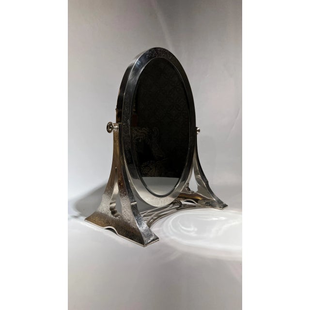 Traditional Antique Sterling Silver Boudoir Dressing Tabletop Mirror For Sale - Image 3 of 12