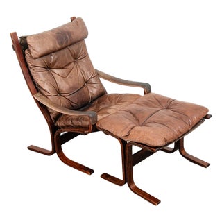 Mid Century Danish Modern Lounge Chair Brown Leather Ingmar Relling Westnofa Arm For Sale
