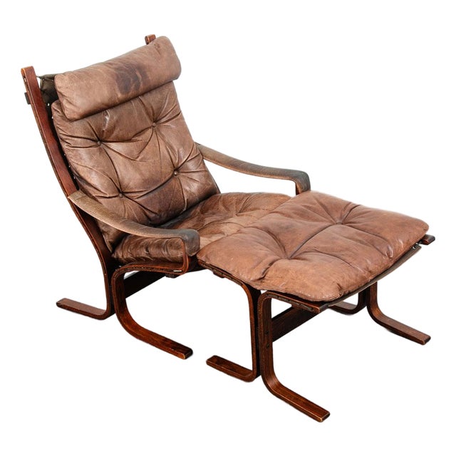 Mid Century Danish Modern Lounge Chair Brown Leather Ingmar Relling Westnofa Arm For Sale