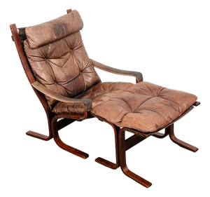 Mid Century Danish Modern Lounge Chair Brown Leather Ingmar Relling Westnofa Arm