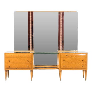 Wooden Mirror with Chests of Drawers, 1940s For Sale