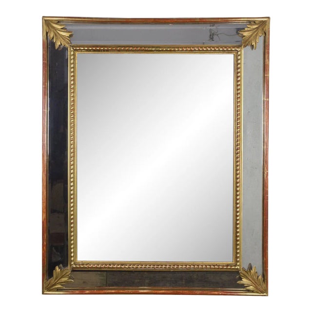French 19th Century Carved Giltwood and Beveled Mirror For Sale