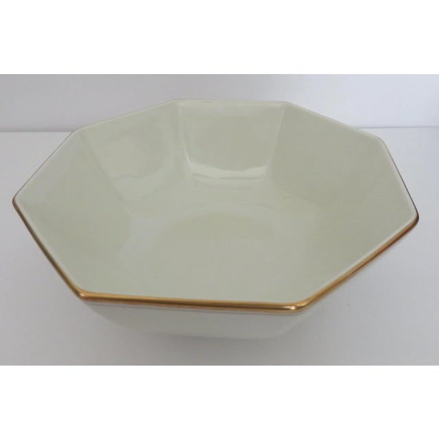 American 1977 Fitz & Floyd Palais Buff With Gold Border Octagonal Serving Bowl For Sale - Image 3 of 6