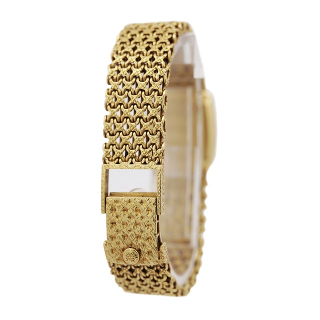 Vintage Patek Philippe 18k Gold Ladies Champagne Dial Mesh Bracelet Watch For Sale In Miami - Image 6 of 14