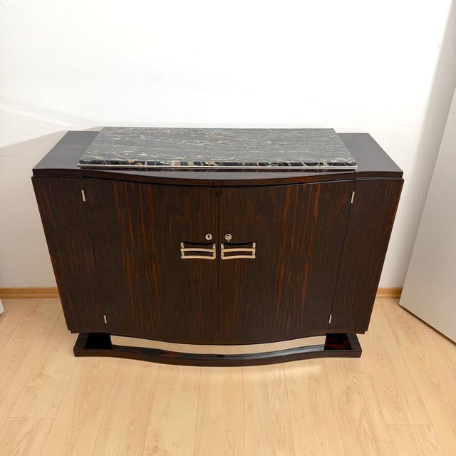 Art Deco Sideboard in Macassar, Marble & Chrome, France, 1930 For Sale - Image 10 of 18