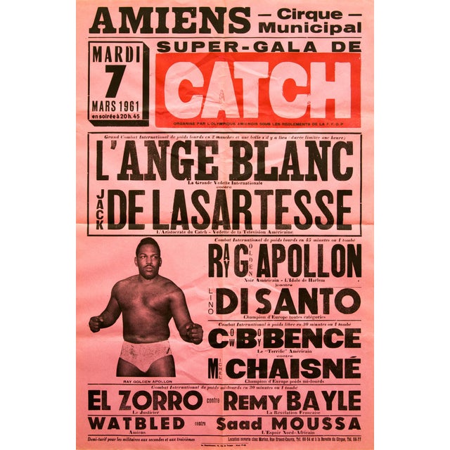 Super-Gala De Catch Amiens Original Wrestling Poster, 1961 For Sale