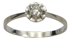 French White Gold Ring with 0.40ct Diamond, 1920s