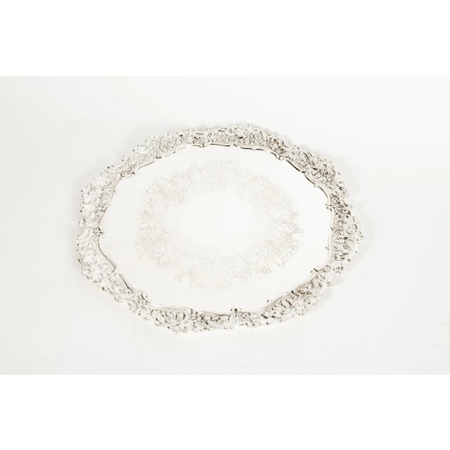 Sheffield English Sheffield Plated Round Barware / Tableware Trays - a Pair For Sale - Image 4 of 13
