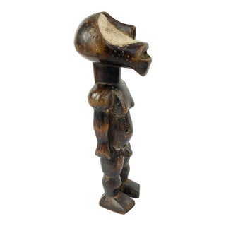 Early 20th Century Zimba Wooden Figure With Kaolin Pigment For Sale
