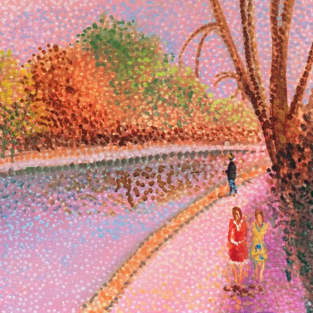 'Paris in the Fall' by Th. Butler, the Seine and the Pont Neuf, Île De La Cité, Pointillist For Sale - Image 4 of 9