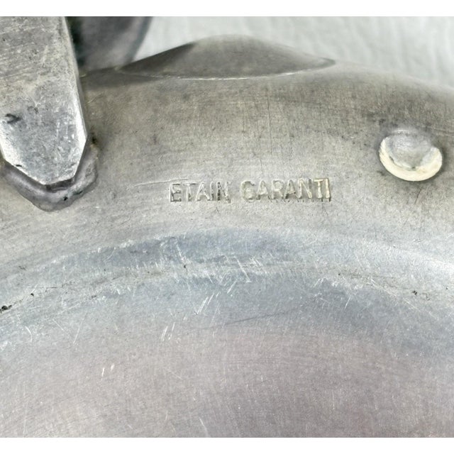 French Vintage French "Etain Garanti" Hand-Hammered Pewter Tastevin For Sale - Image 3 of 5