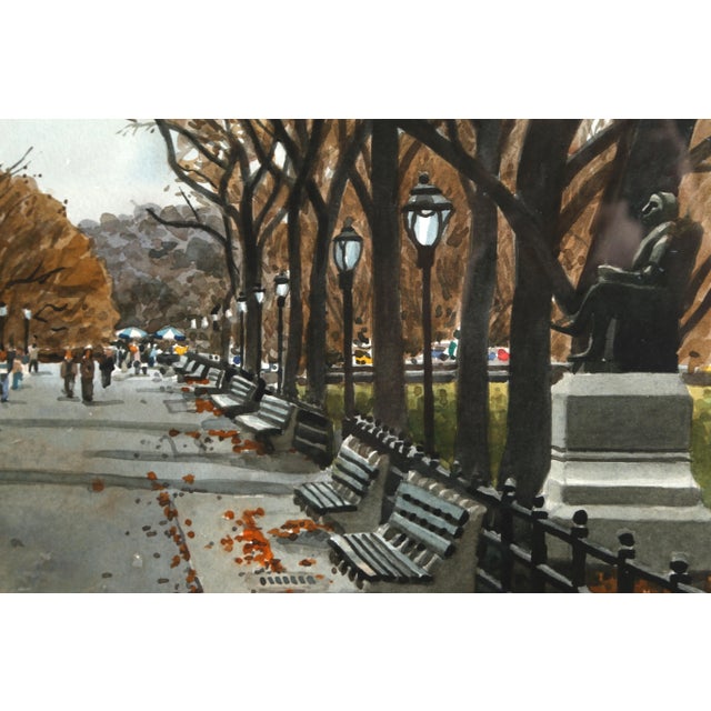 Artist: Unknown Title: Central Park in Fall Medium: Watercolor on paper, signed lower right Image Size: 17.5 x 25 inches...