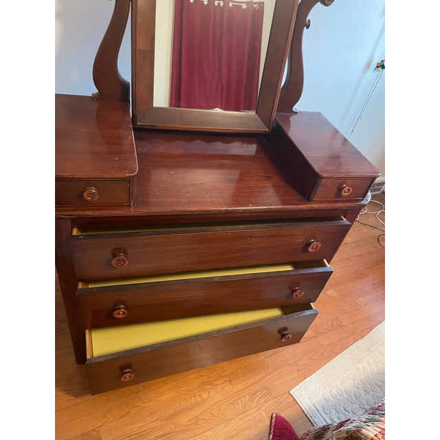 1940s 5 Drawer , Vintage Dresser With Flip Mirror For Sale - Image 5 of 9