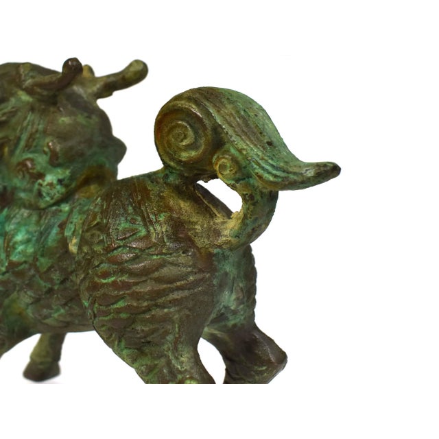 Black Early 20th Century Bronze Chinese Suanni Lion Dragon Figurine For Sale - Image 8 of 9