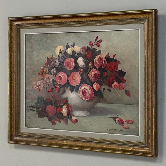 1970s Dutch Still Life of Garden Roses in an Ironstone Tureen by L. Snijders, Dated 1973 For Sale - Image 5 of 17
