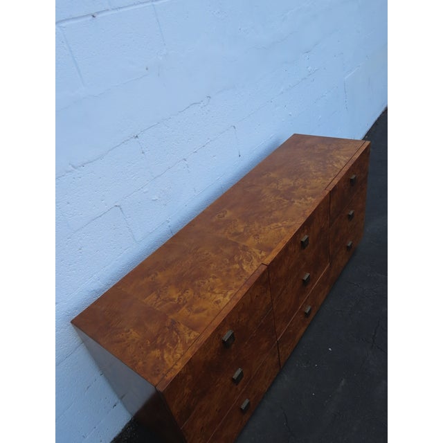 Milo Baughman by Founder Mid Century Hollywood Regency Burlwood Dresser 6625 For Sale - Image 13 of 18