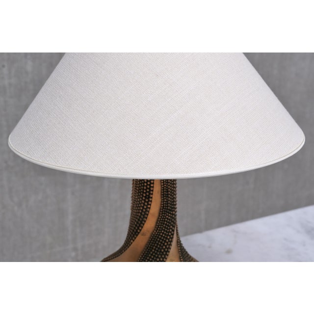 Metal Bronze Table Lamp with Beaded Texture by Giovanni Ottaviani, Italy, 1960s For Sale - Image 7 of 11