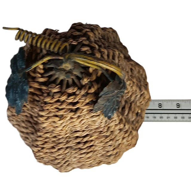 Wood Vintage Large Wicker Rattan Woven Pear Rustic Decor 10" X 7" For Sale - Image 7 of 12