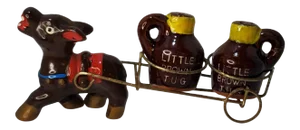 Mid Century Ries Japan Little Brown Jug Donkey Salt & Pepper Shakers