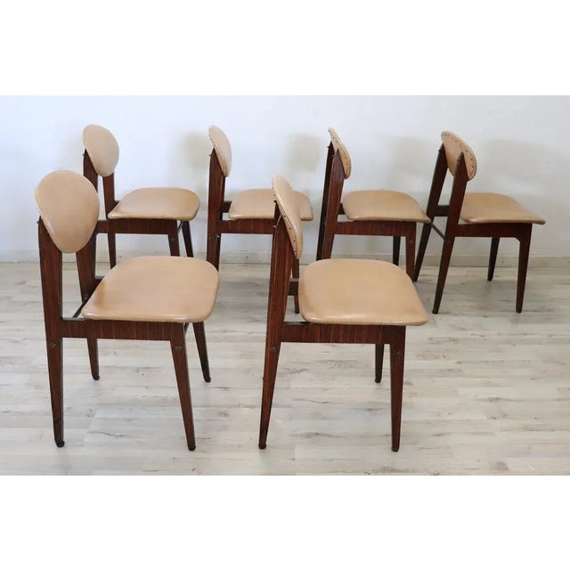 Dining Chairs in Beech Wood and Faux Leather, 1960s, Set of 6 For Sale - Image 9 of 13